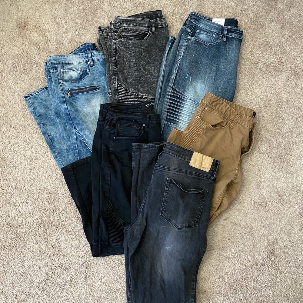 Lot of Moto-Style Mens Jeans